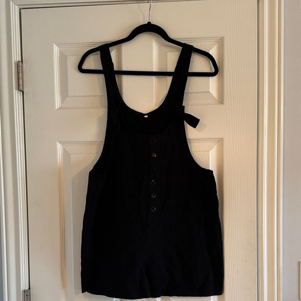 Black Button-Front overall shorts